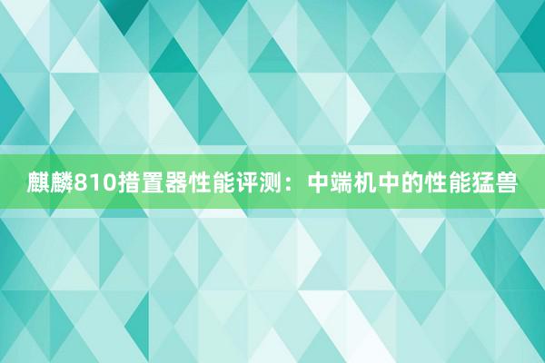 麒麟810措置器性能评测：中端机中的性能猛兽